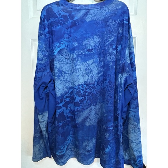 REALTREE‎ FISHING MENS BLUE CAMO ACTIVEWEAR POLY SPANDEX SHIRT SZ 2XL - Picture 4 of 7